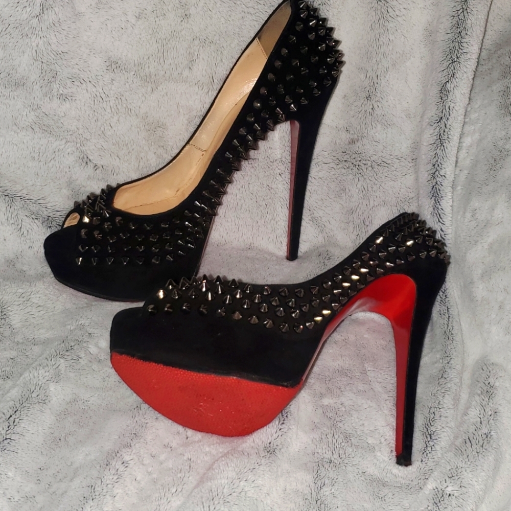 Christian Louboutin Lady Spikes 150 Black Suede - SOLD!